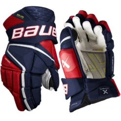BAUER VAPOR HYPERLITE SENIOR HOCKEY GLOVES -Hockey Shop BAUER VAPOR HYPERLITE HOCKEY GLOVES NAVY RED WHITE