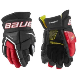 BAUER SUPREME 3S JUNIOR HOCKEY GLOVES -Hockey Shop Bauer Supreme 3S Junior Hockey Gloves Black Red White