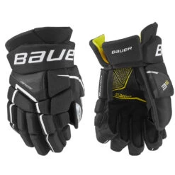 BAUER SUPREME 3S JUNIOR HOCKEY GLOVES -Hockey Shop Bauer Supreme 3S Junior Hockey Gloves Black White