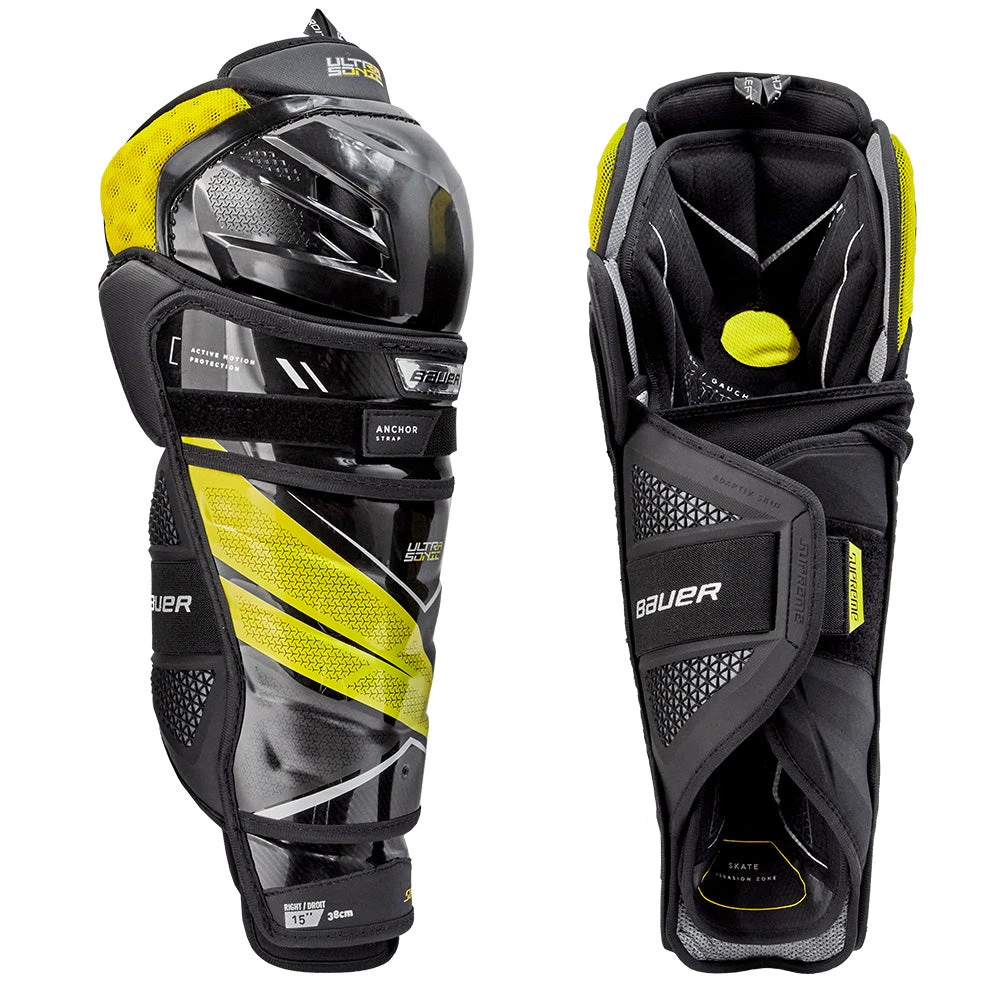 BAUER SUPREME ULTRA SONIC SENIOR HOCKEY SHIN PADS 3 BAUER SUPREME ULTRA SONIC SENIOR HOCKEY SHIN PADS